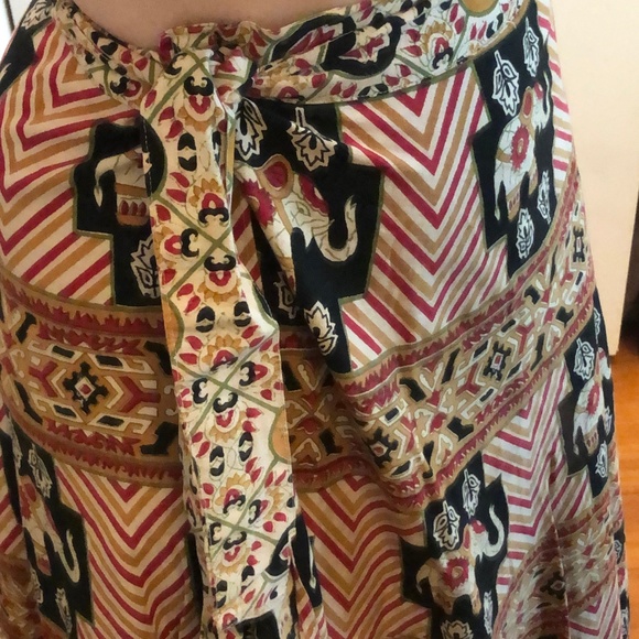 Hipster FESTIVAL INDIA ELEPHANT PRINT Wrap Skirt - Picture 3 of 4